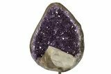 Dark Purple Amethyst Geode w/ Calcite on Metal Stand - Uruguay #342702-1